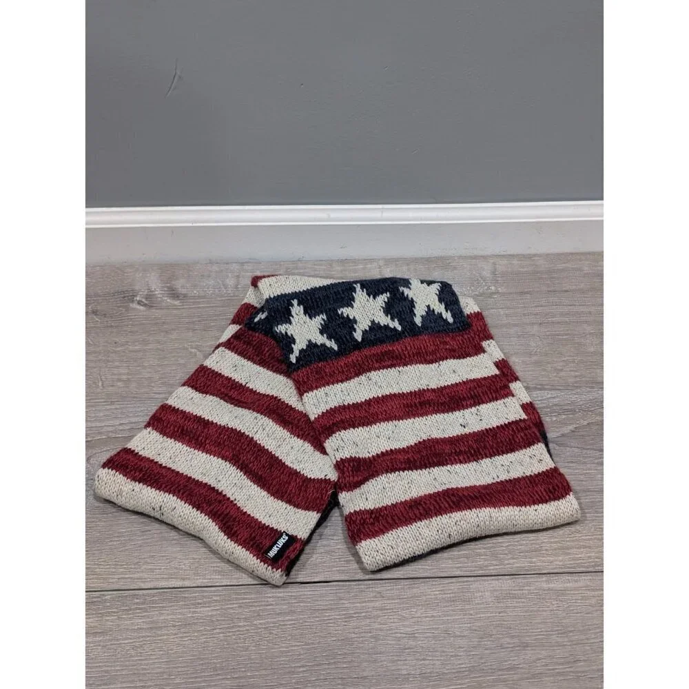 MUKLUKS American Flag Infinity Sweater Scarf Red Blue Stars Stripe Patriotic